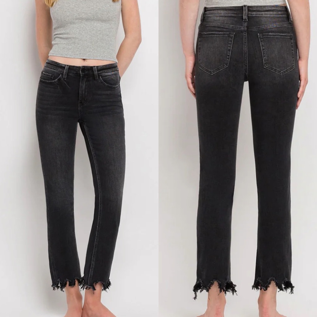 Vervet By Flying Monkey Bottle High Rise Slim Straight Leg Jeans Faded Black 31